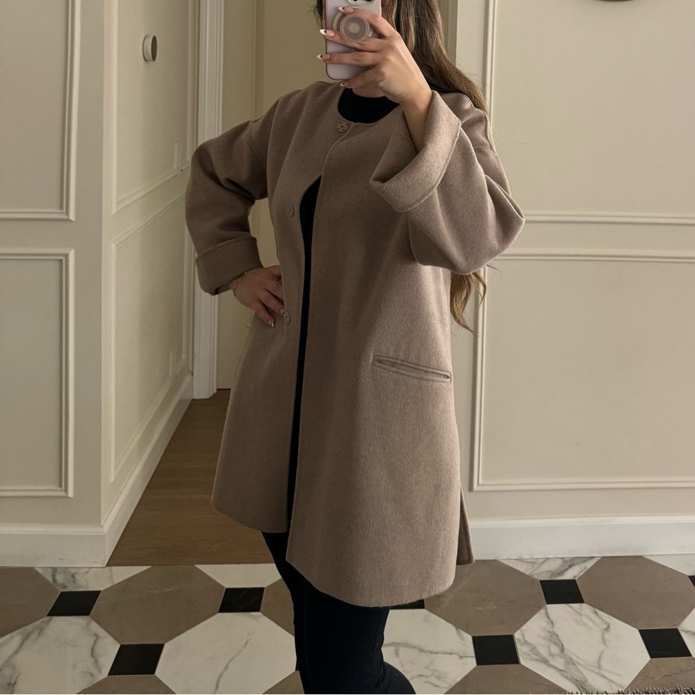 Zara wool blend beige coat size small